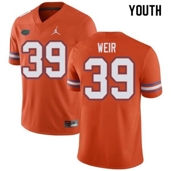 Youth Florida Gators #39 Michael Weir NCAA Jordan Brand Orange Authentic Stitched College Football Jersey YKW2662KD